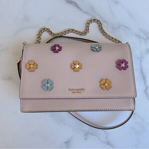 KATE SPADE Warm Beige Cameron Spade Flower Appliqué Convertible Crossbody
